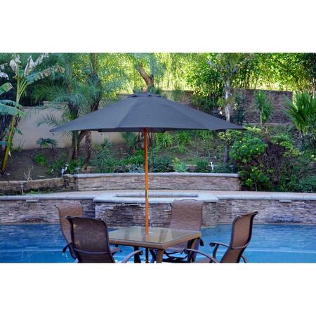 JECO 9 ft. Wood Market Umbrella, Blue UBP91-UBF8